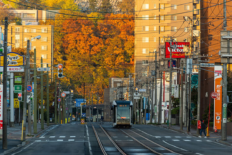 札幌市電山鼻線と藻岩山（写真／PIXTA）