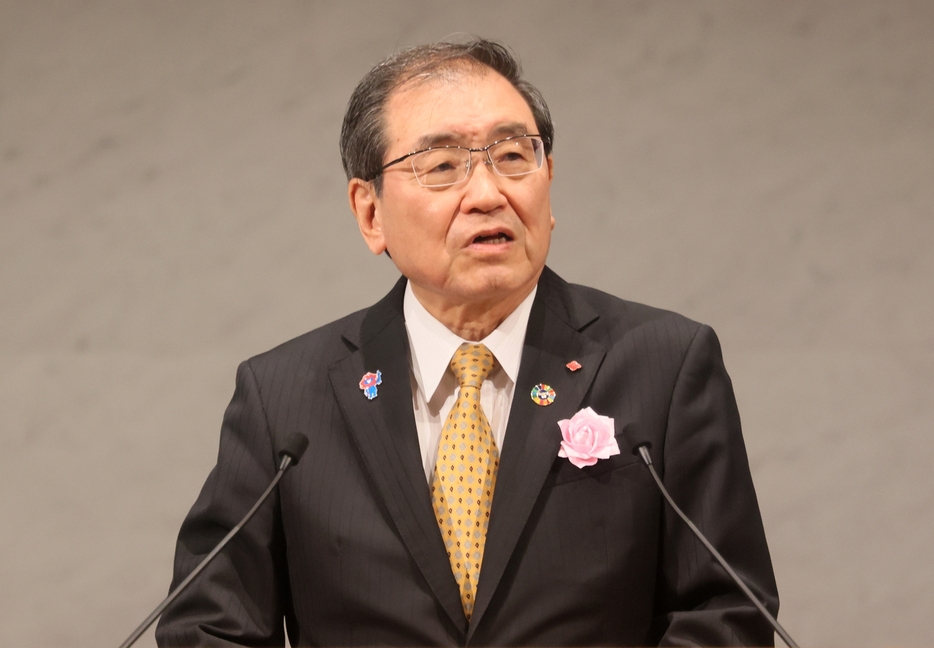 経団連会長・十倉雅和氏。5月31日、経団連の定時総会で（写真：つのだよしお/アフロ）