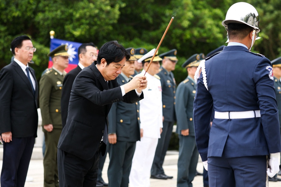 「古寧頭戦役」（金門島の戦い）勝利75年の式典に出席した台湾の頼清徳総統。金門島で（2024年10月25日撮影）。【翻訳編集】 AFPBB News