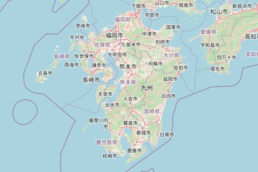 九州（画像：OpenStreetMap）