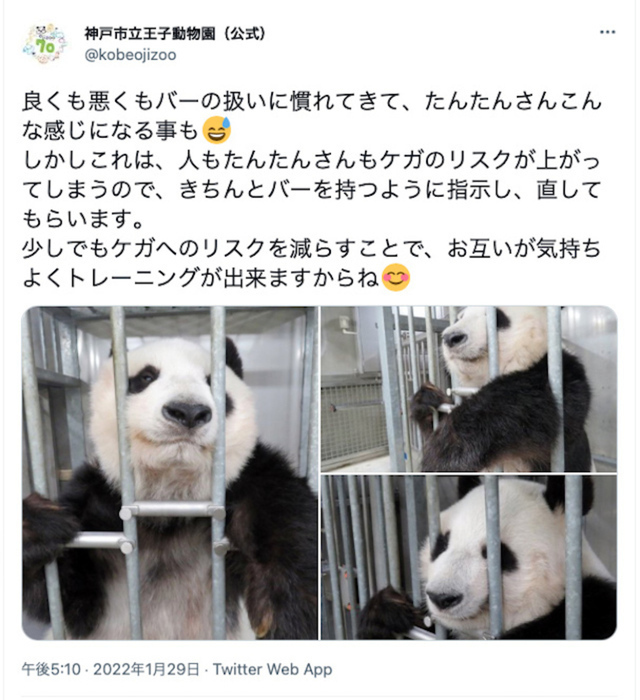 バーの使い方にも変化が 神戸市立王子動物園公式ツイッターより