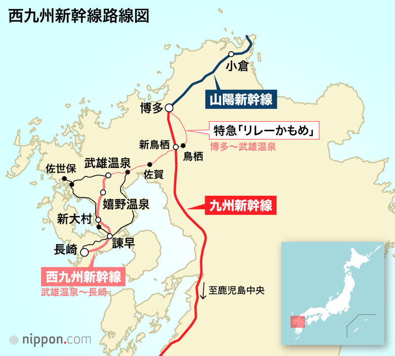 西九州新幹線路線図