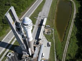 A United Launch Alliance rocket with Boeings Starliner spacecraft onboard in Cape Canaveral, Florida.