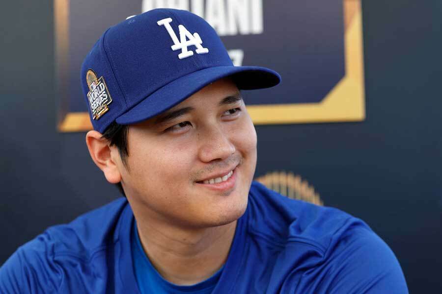 WS前日会見に臨んだドジャース・大谷翔平【写真：Getty Images】