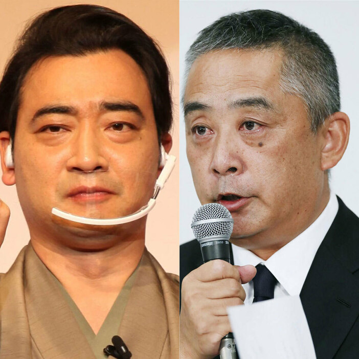 斉藤慎二容疑者と吉本興業の岡本昭彦社長（右写真・共同通信）