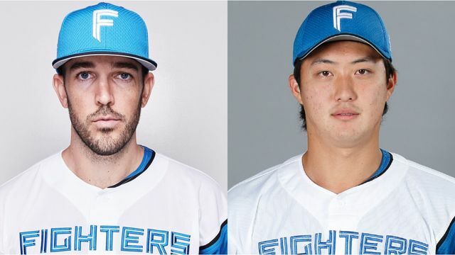 日本ハムのバーヘイゲン投手(左)と柳川大晟投手(右)