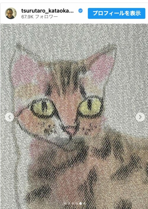 片岡鶴太郎、可愛い猫の絵を披露　※「片岡鶴太郎」インスタグラム