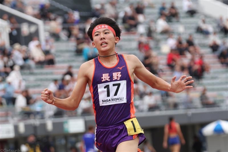 24年佐賀国スポ少年男子A5000mを制した濵口大和（長野・佐久長聖高3）