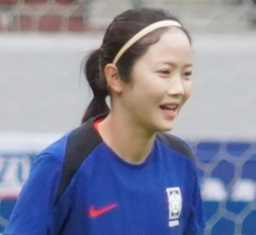 女子日本代表なでしこジャパンとの親善試合に向けて前日練習に臨む女子韓国代表MFイ・ミナ（撮影・佐藤成）