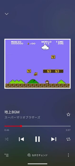 音楽を再生すると、ゲームの画面写真が表示　※画面はイメージです　© Nintendo