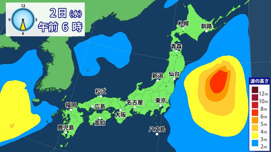 10月2日(水)午前6時の波の予想