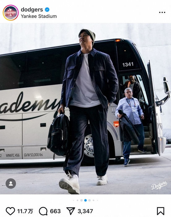 ドジャースの公式インスタグラム（＠dodgers）から