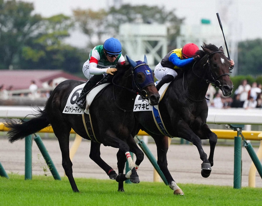 ＜東京5R新馬戦＞レースを制したアマキヒ（右）（撮影・郡司　修）