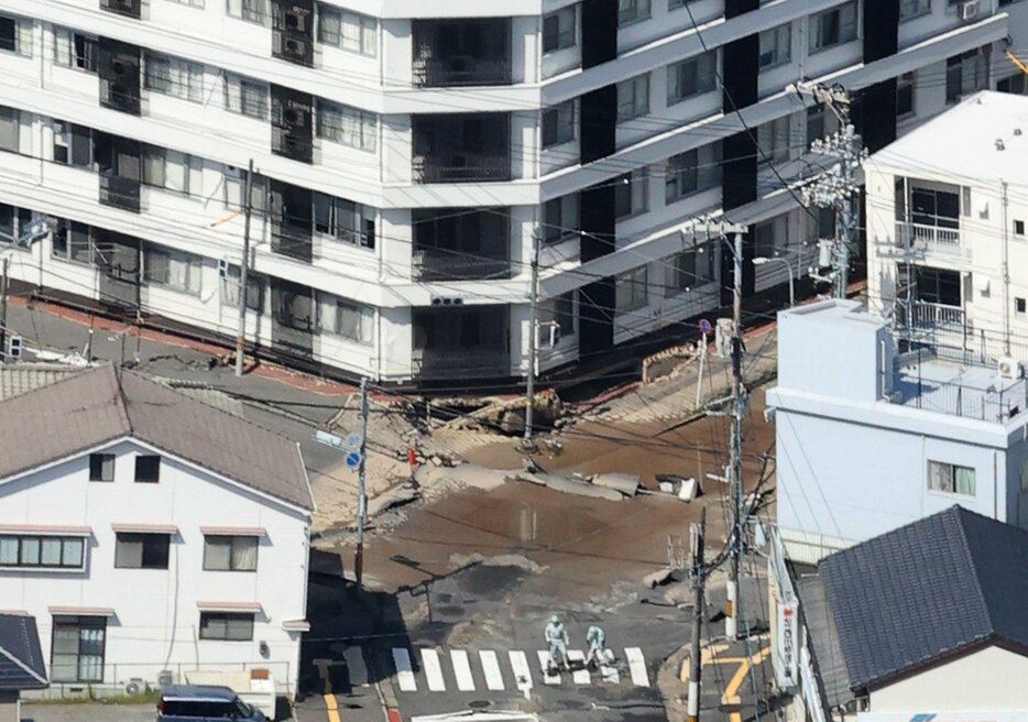 陥没した市道交差点（9月26日）