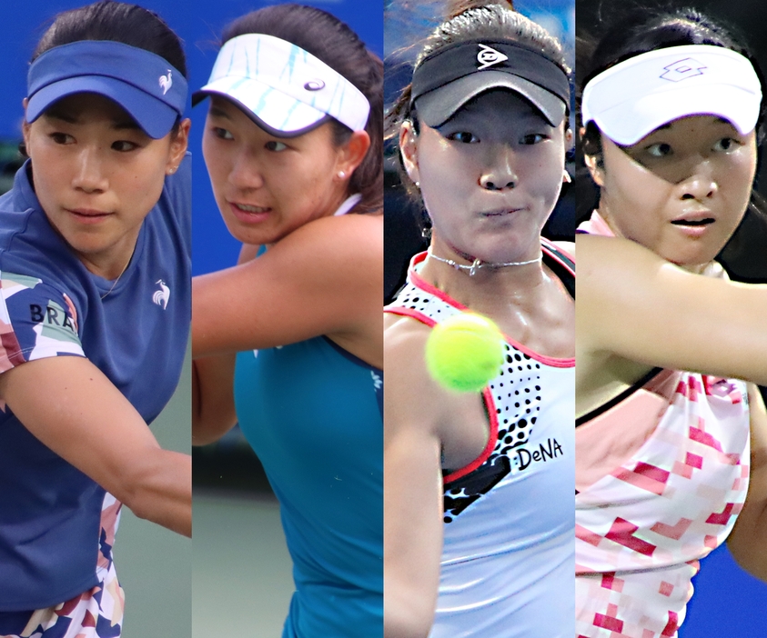 (左から)日比野菜緒、内島萌夏、石井さやか、齋藤咲良[画像/tennis365.net]