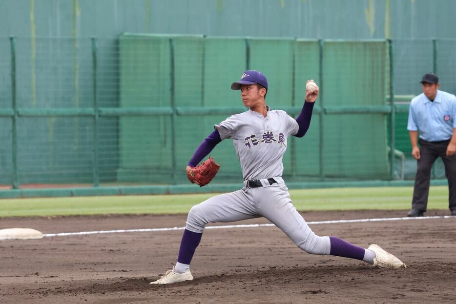 花巻東の先発・万谷堅心