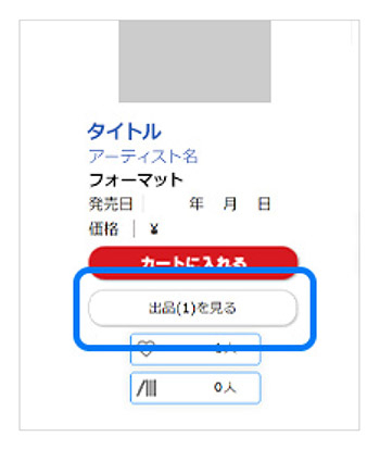 検索した商品に「出品」のボタンがあればクリック