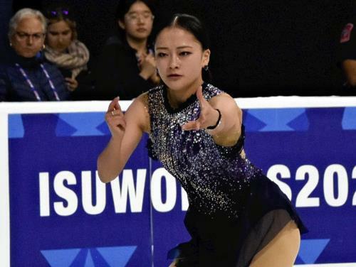 女子ＳＰで３位につけた渡辺倫果（米テキサス州アレンで）＝平沢祐撮影