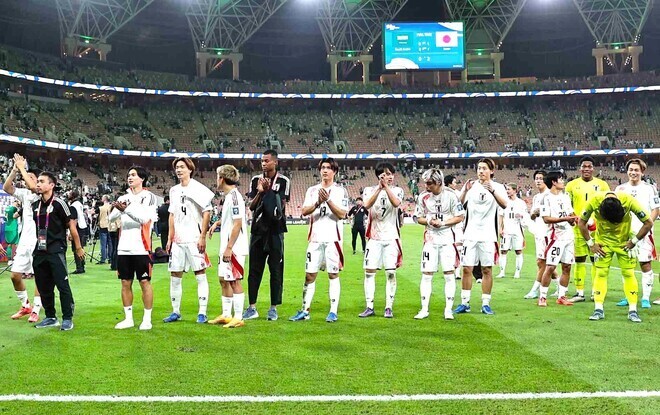 大の苦手だった敵地サウジ戦で快勝した日本。写真：梅月智史（サッカーダイジェスト写真部／現地特派）