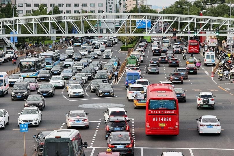 2024年9 月の連休中の中国・北京市内の道路状況。