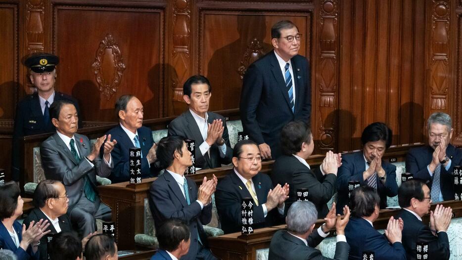 10月1日、衆議院本会議で、第102代の総理大臣に選出された石破茂　Photo by Tomohiro Ohsumi / Getty Images