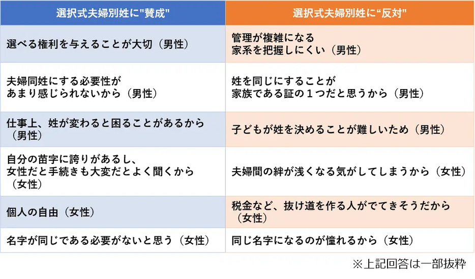 賛成派・反対派の意見　自由回答