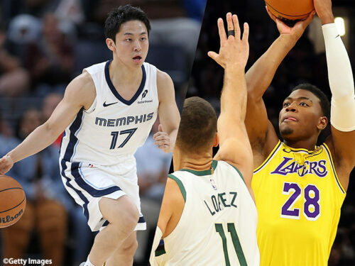 開幕ロスターに名前を連ねた八村塁（右）と河村勇輝 [写真]＝Getty Images