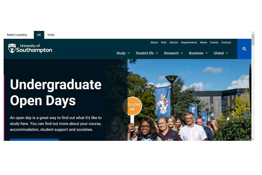 サウサンプトン大学のウェブサイト（画像：サウサンプトン大学）