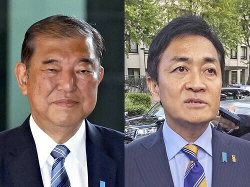 石破首相（左）と国民民主党の玉木代表（都内で）＝いずれも３０日