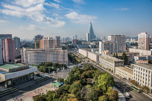 平壌の市街地(2019年10月15日撮影)