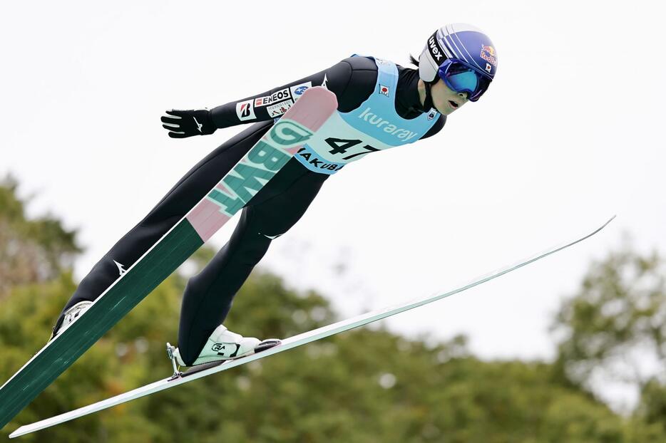 男子ラージヒルで優勝した小林陵侑の1回目＝白馬ジャンプ競技場