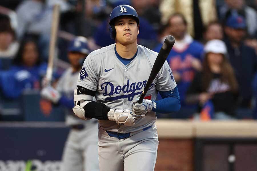 敵地メッツ戦で打席に立つドジャースの大谷翔平【写真：ロイター】