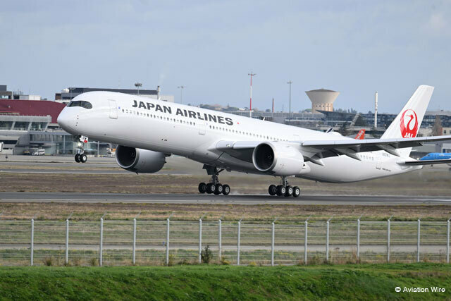 トゥールーズを離陸するJALのA350-1000（写真は初号機）＝23年12月 PHOTO: Tadayuki YOSHIKAWA/Aviation Wire