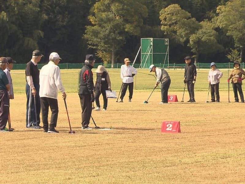 はつらつとプレーする参加者＝各務原市下中屋町、各務原市総合運動公園