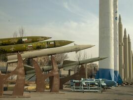 Iranian missiles exhibited in Tehran, Iran.