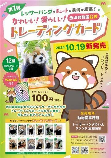 鯖江市西山動物園が10月19日発売するトレーディングカードのチラシ