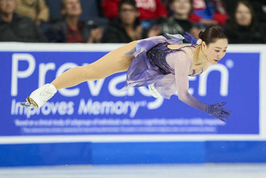 フィギュアスケートのグランプリ（ＧＰ）シリーズ第１戦、スケートアメリカ。女子フリーで演技する樋口新葉＝１９日、米テキサス州アレン