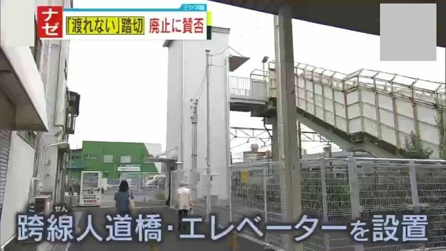 エレベーターが設置された跨線人道橋