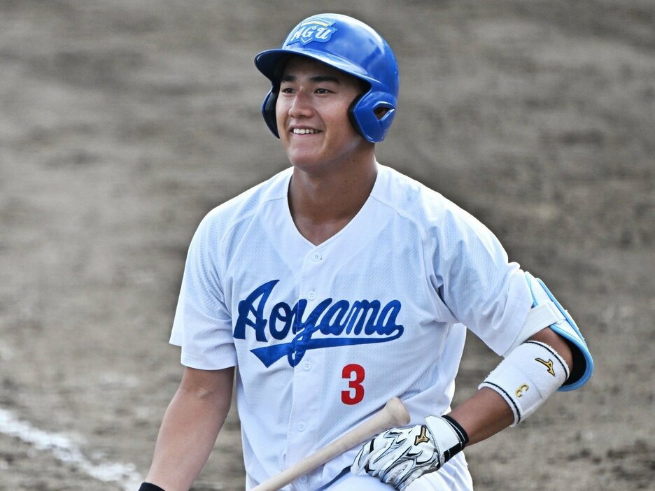 ドラフト目玉候補の西川史礁選手（青学大・182cm83kg） photograph by Hideki Sugiyama