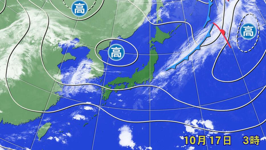 17日(木)午前3時実況天気図