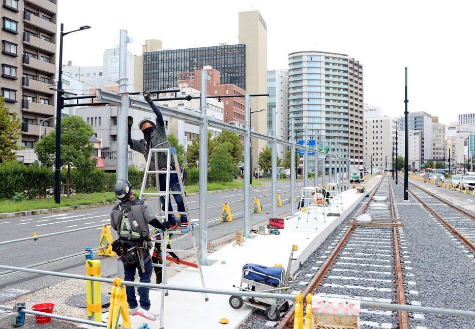 建設が進む駅前大橋線の松川町（仮称）の新電停