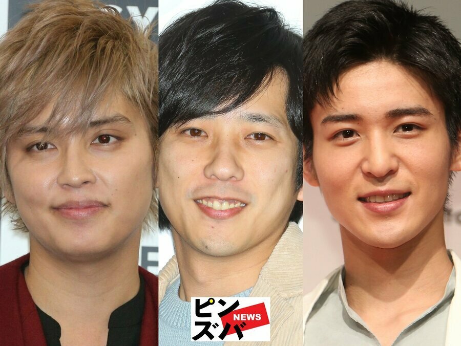 手越祐也、二宮和也（嵐）、目黒蓮（Snow Man）（C）ピンズバNEWS