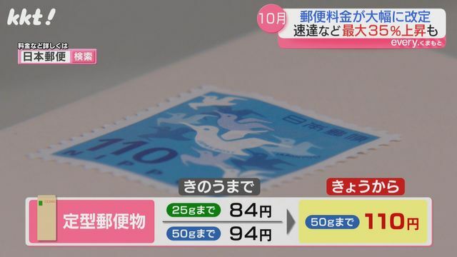 定形郵便物は一律110円に