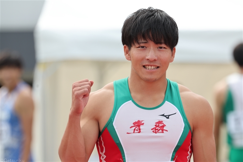 24年佐賀国スポ成年男子100mを10秒22で制した大上直紀（青森・ASUNARO）