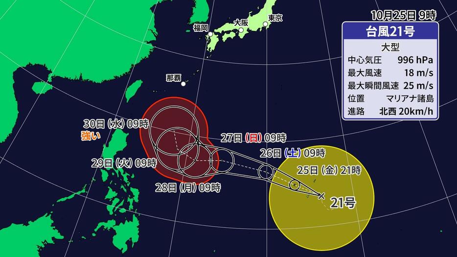 台風21号の予想進路図