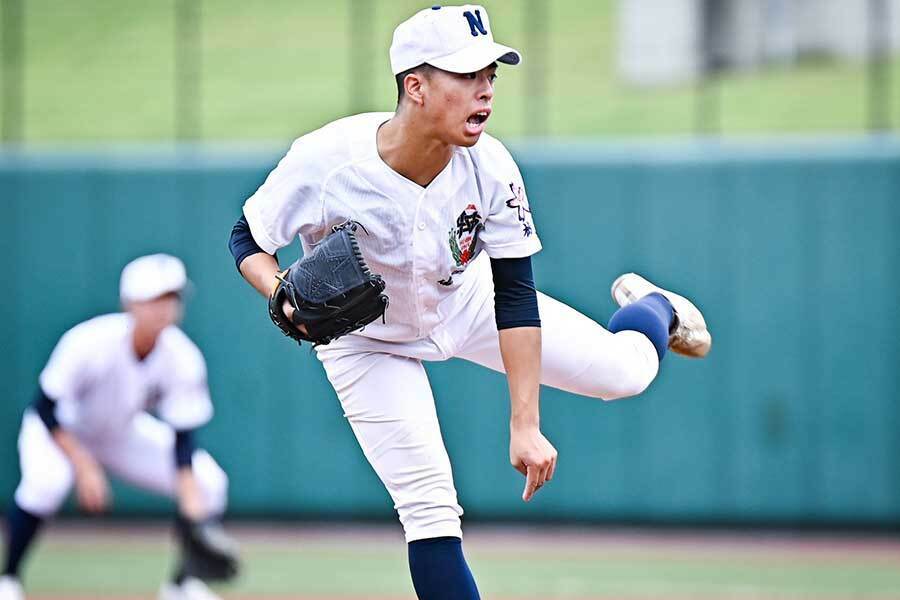 健大高崎で先発した佐野日大・洲永俊輔【写真：中戸川知世】