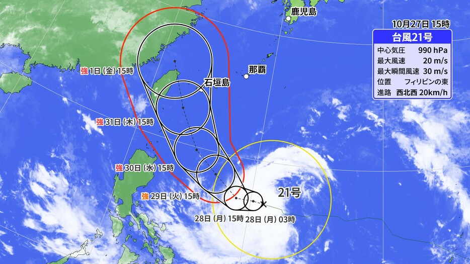 台風21号の進路予想