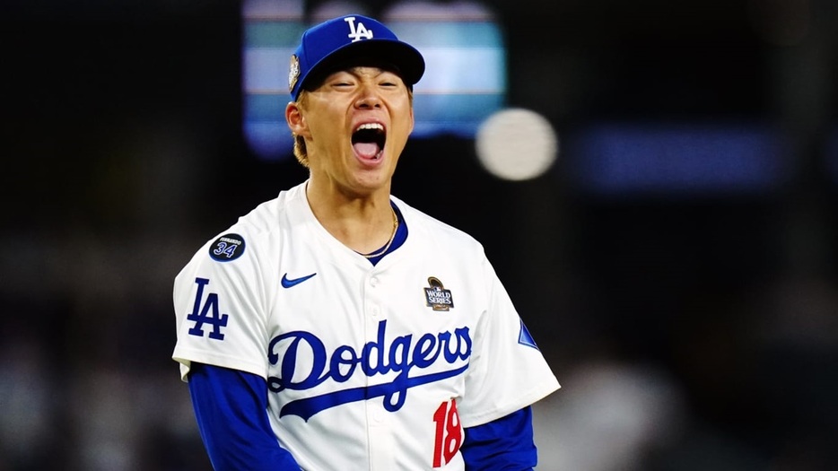 7回途中1失点の快投で勝利投手となったドジャースの山本由伸（MLB Advanced Media）