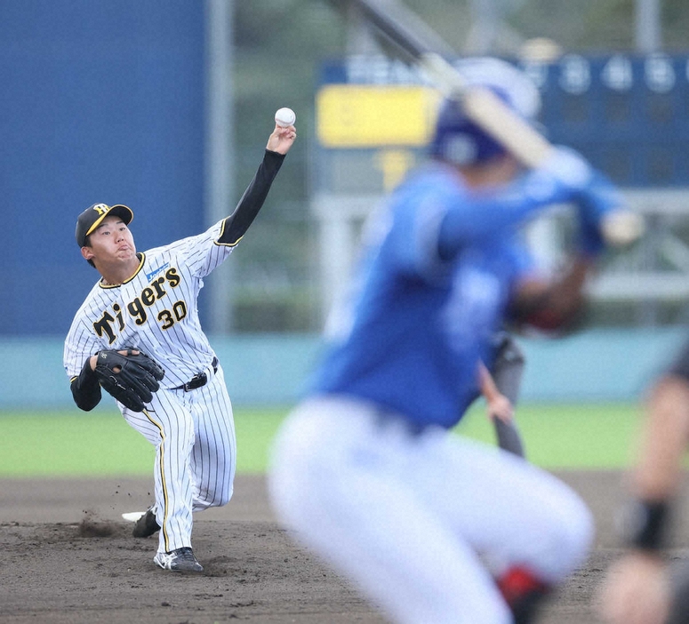 ＜フェリックスリーグ　阪神・韓国サムスン＞力投する門別（撮影・岸　良祐）　