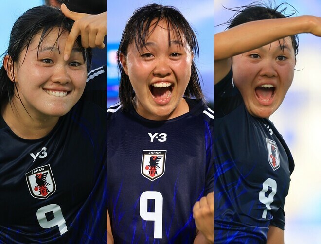 感情表現が豊かな佐藤。U-17女子W杯で２ゴールを挙げた。(C)Getty Images